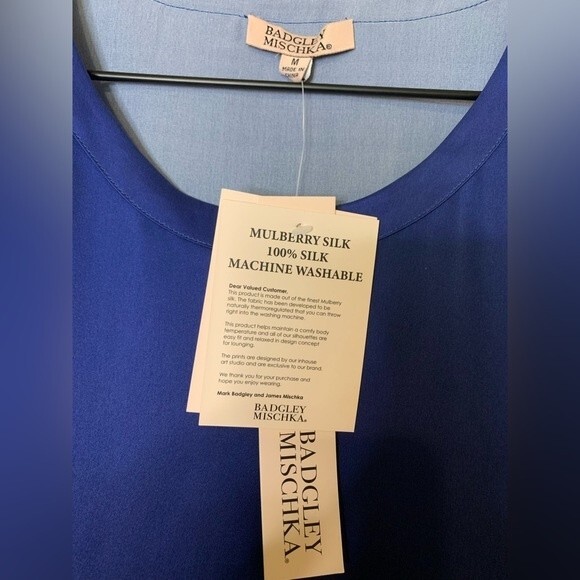 NWT Badgley Mischka 100% Mulberry Silk Blue Ombre Sleep/Lounge Set. Size Medium - Picture 6 of 10